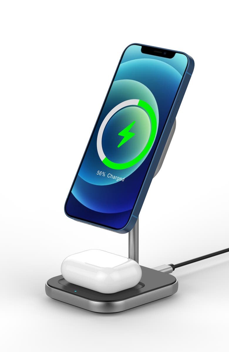 The Posh Tech 2-in-1 Wireless Charging Station, Alternate, color, Black