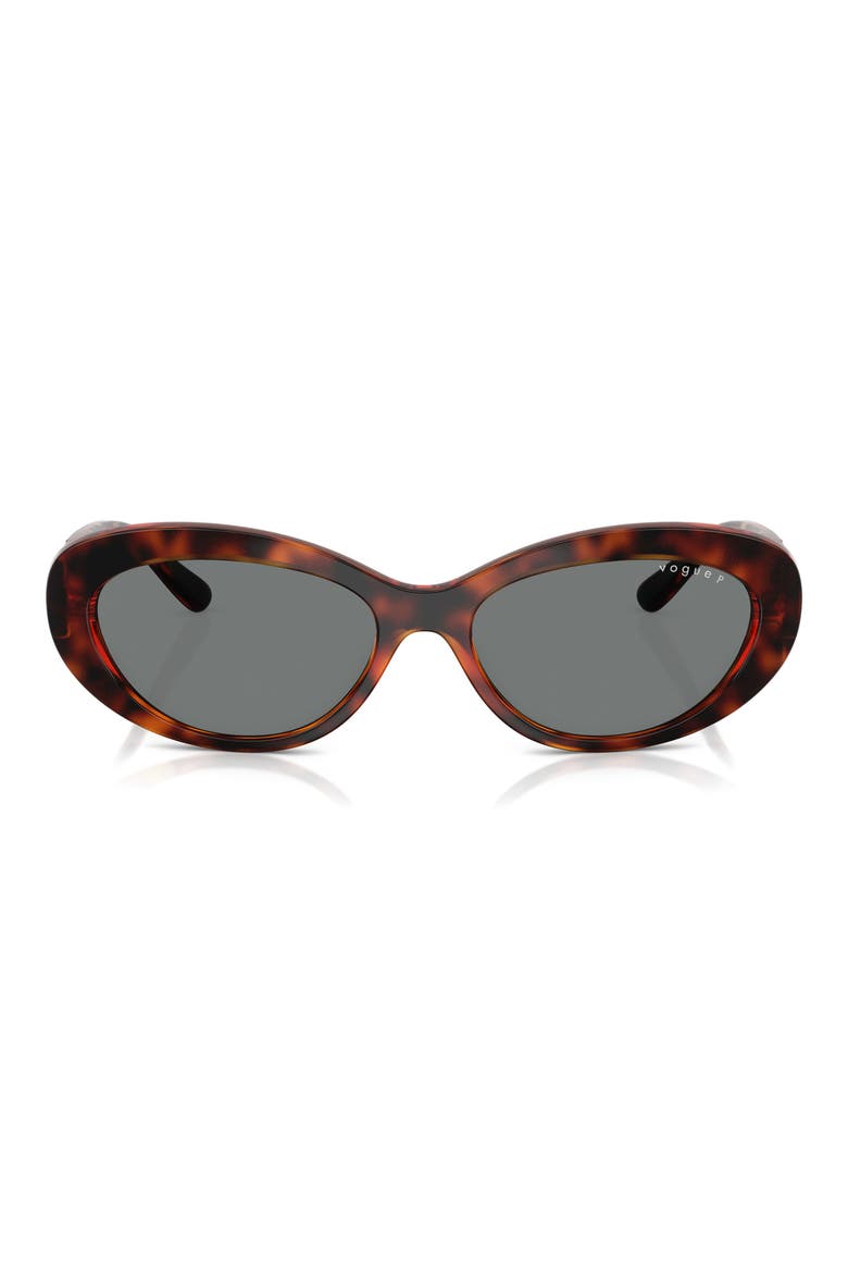 55mm Polarized Oval Sunglasses, Main, color, DARK HAVANA