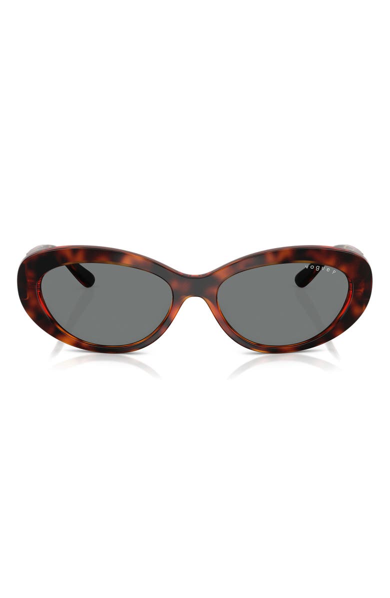 VOGUE 55mm Polarized Oval Sunglasses, Main, color, Dark Havana