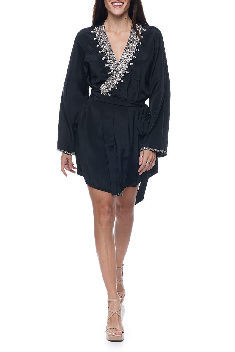 Embellished Robe, Main, color, BLACK