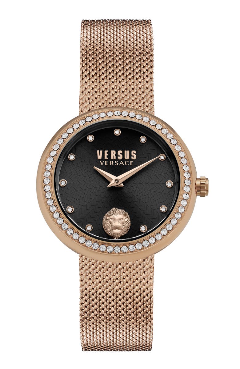 VERSUS Versace Lea Mesh Bracelet Watch, 35mm, Main, color, Ip Rose Gold