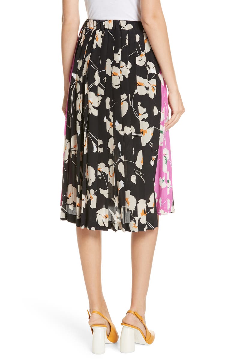 N°21 Nº21 Contrast Panel Floral Print Silk Skirt, Alternate, color, 