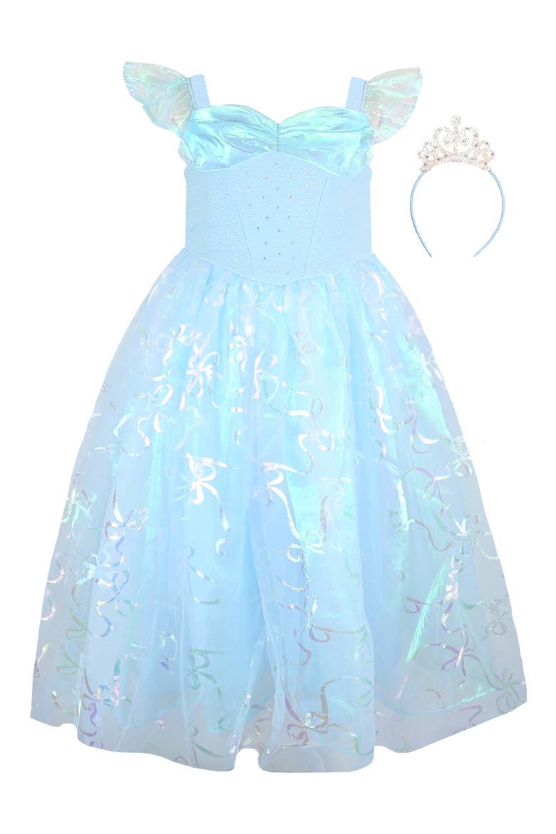 Kids' Iridescent Tulle Dress & Headband Set, Main, color, BLUE