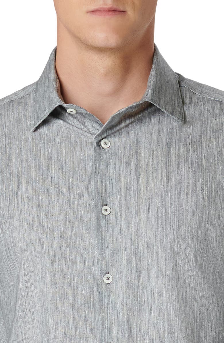 Bugatchi James OoohCotton<sup
®</sup
Chambray Print Button-Up Shirt, Alternate, color, Black