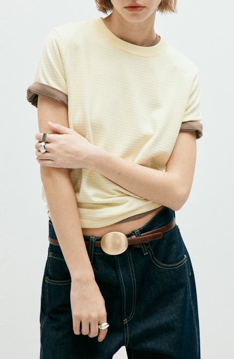 Stripe Short Sleeve Sweater