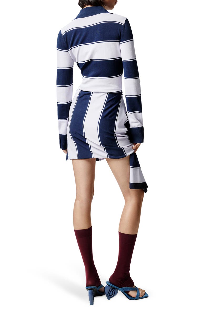 Desigual Long Sleeve Stripe Polo Minidress, Alternate, color, Navy Blue