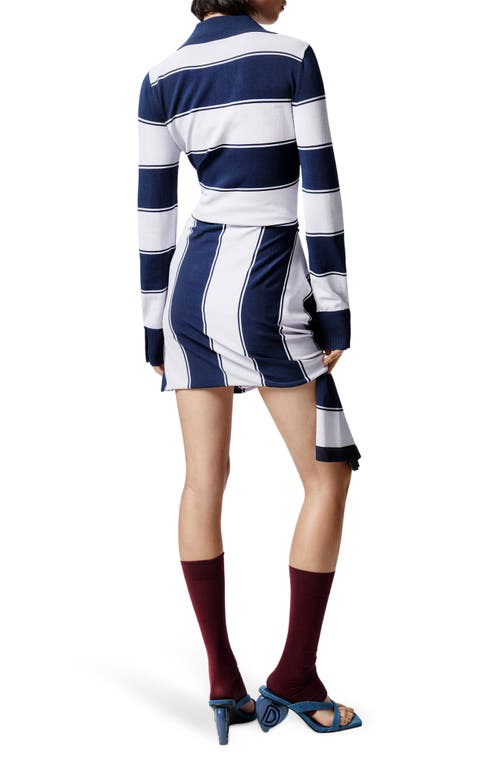 Desigual Long Sleeve Stripe Polo Minidress In Blue