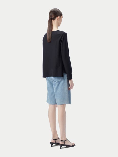 Gobi Mongolian Cashmere Boatneck Cotton Silk Cashmere Blend Sweater In Black