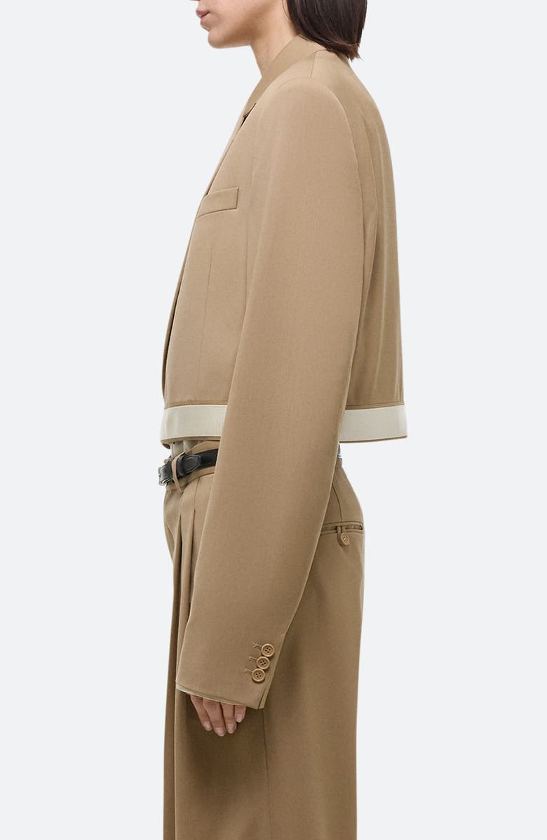 Helmut Lang Wool Wrap Crop Blazer, Alternate, color, Latte