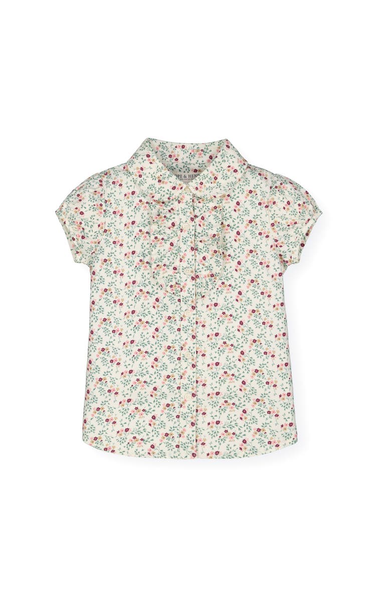 Hope & Henry Baby Girls' Ruffle Front Shirt with Puff Sleeves, Infant, Main, color,