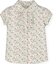 Hope & Henry Baby Girls' Ruffle Front Shirt with Puff Sleeves, Infant