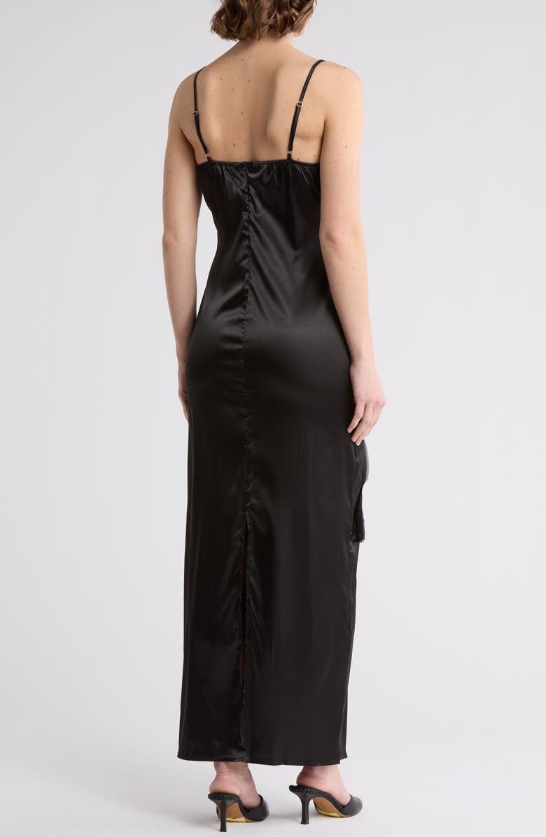 Know One Cares Flower Trim Satin Maxi Slipdress, Alternate, color,