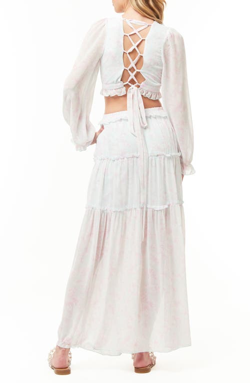 By Design France Long Sleeve Chiffon Maxi Dress In White