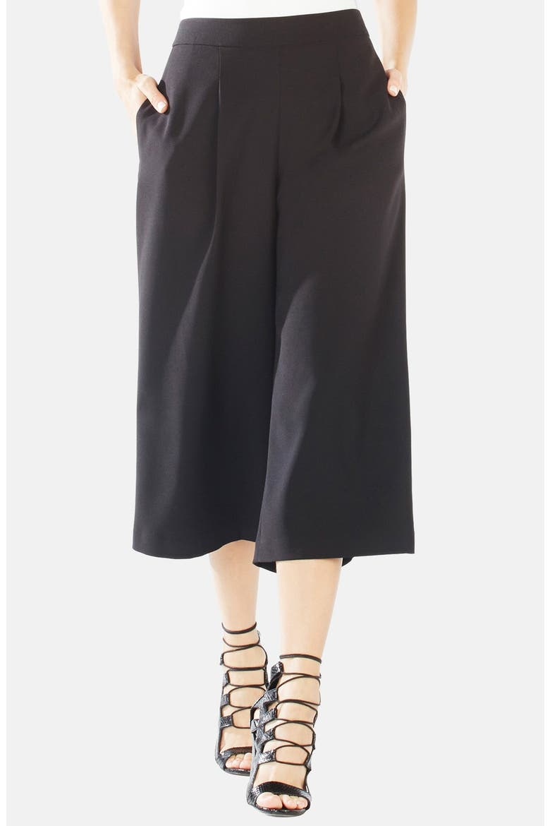 'Darryl' Pleat Front Culottes, Main, color, BLACK