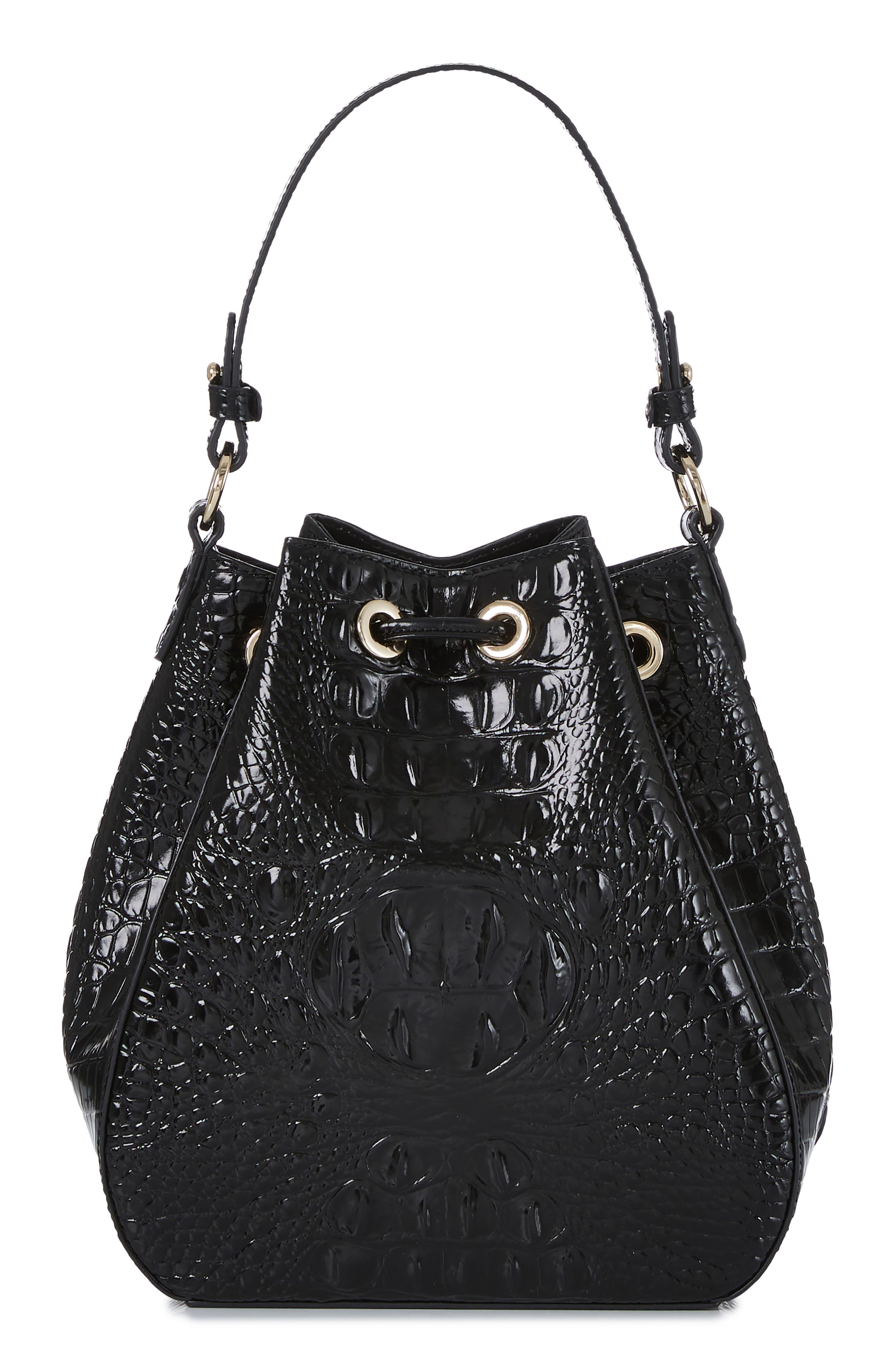 Brahmin Melinda Croc Embossed Leather Bucket Bag, Alternate, color, 