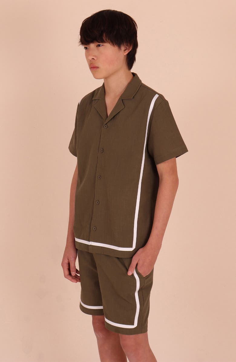 TINY TRIBE Kids' Cotton Cabana Shorts, Alternate, color, Olive