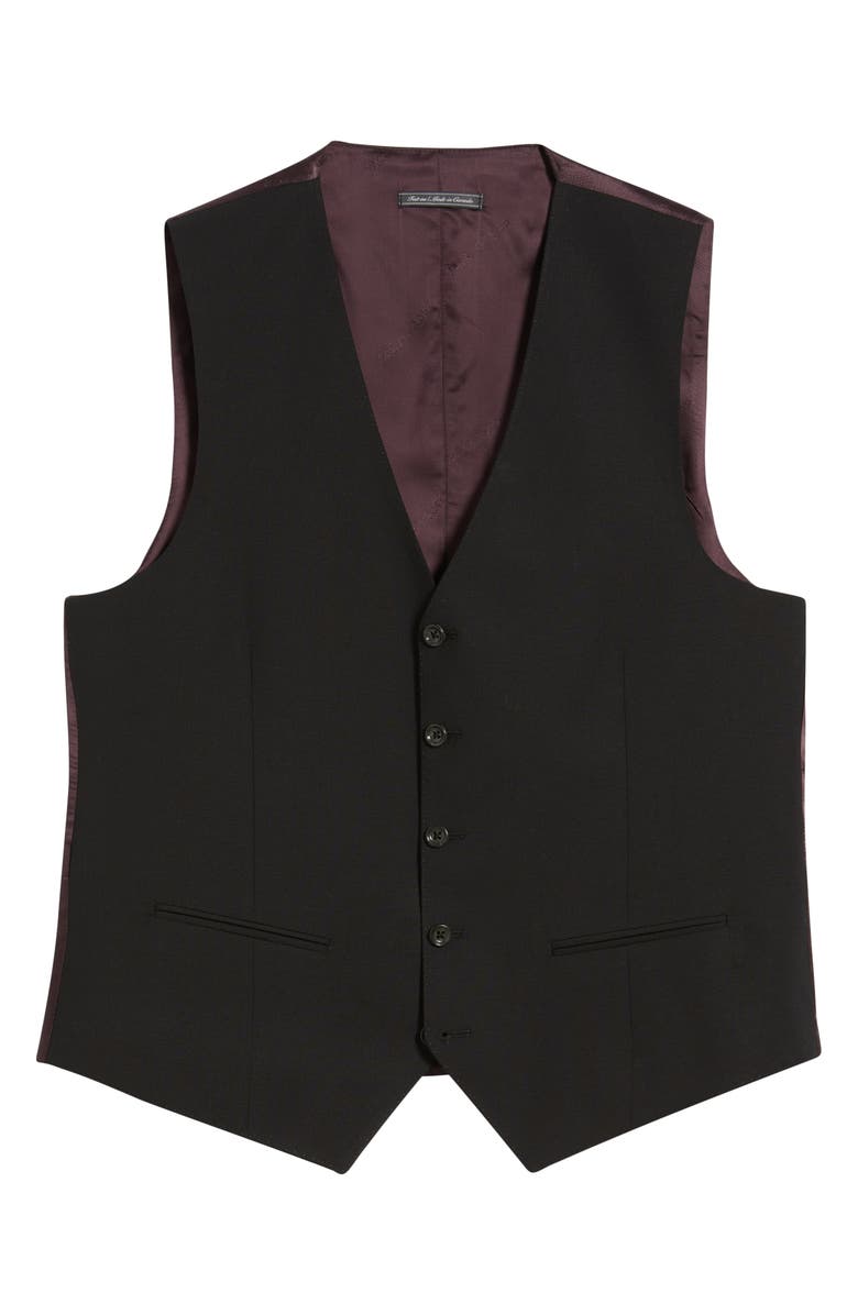 Jack Victor Owen Five-Button Stretch Wool Vest, Alternate, color, Black