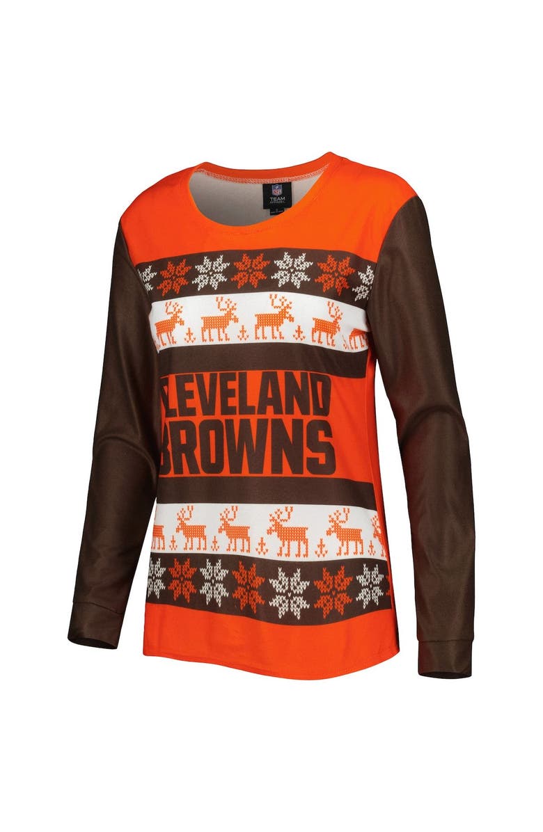 FOCO Women's FOCO Orange Cleveland Browns Holiday Ugly Pajama Set, Alternate, color, Orange