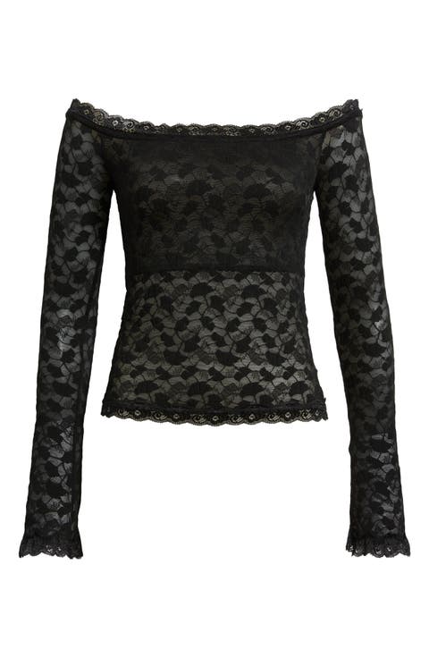 Mochapella Lace Off the Shoulder Top