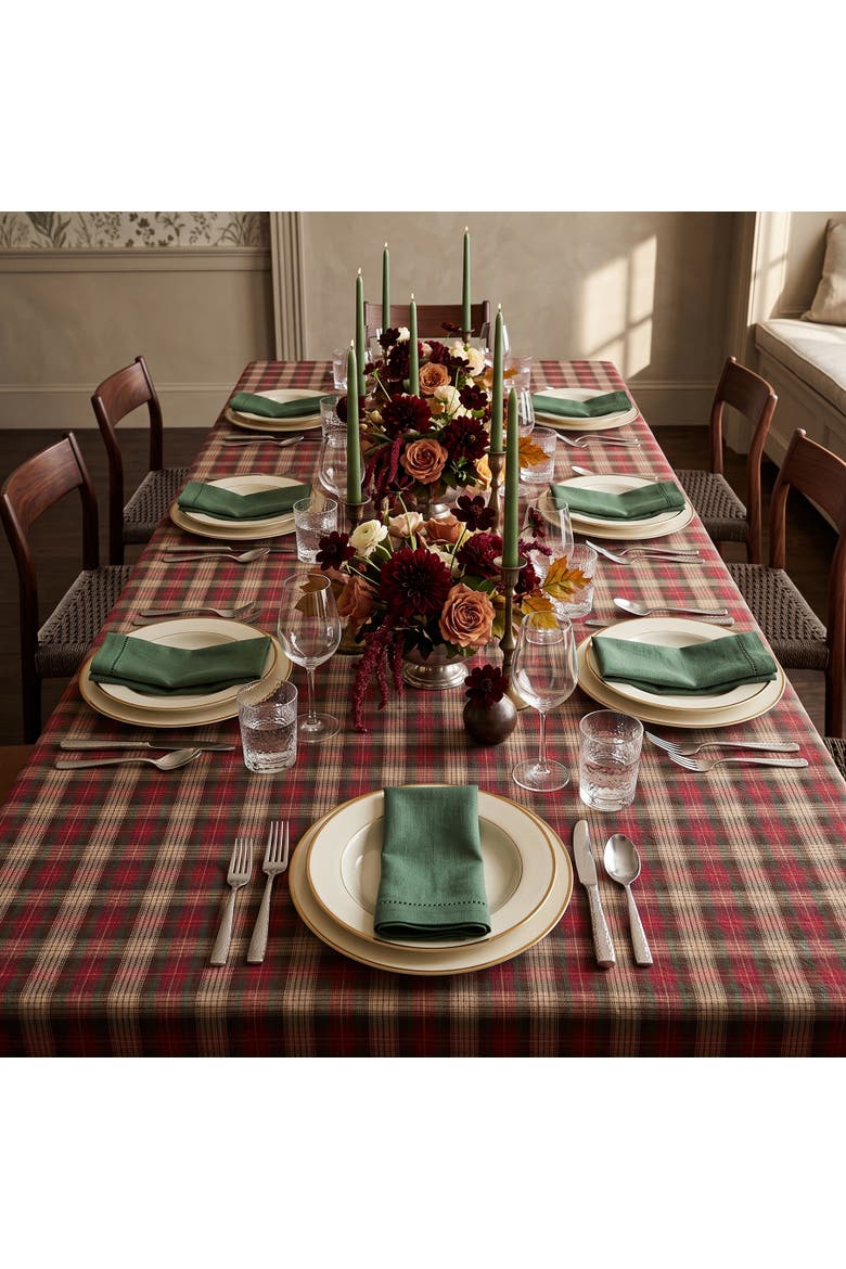 Linen Tablecloth - Hunter's Plaid, Alternate, color, Brown
