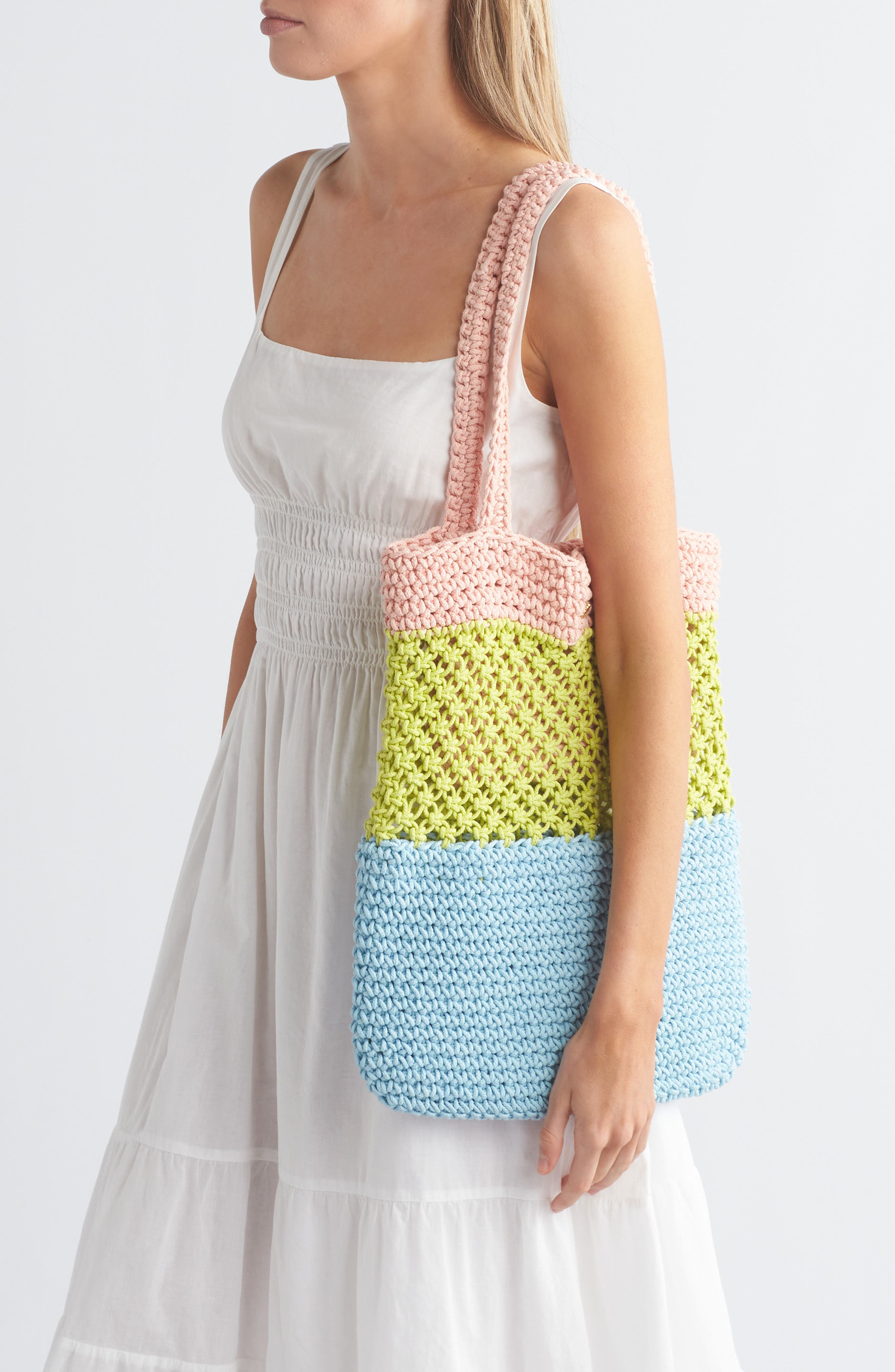 Lele Sadoughi Crochet Tote Bag, Alternate, color, 