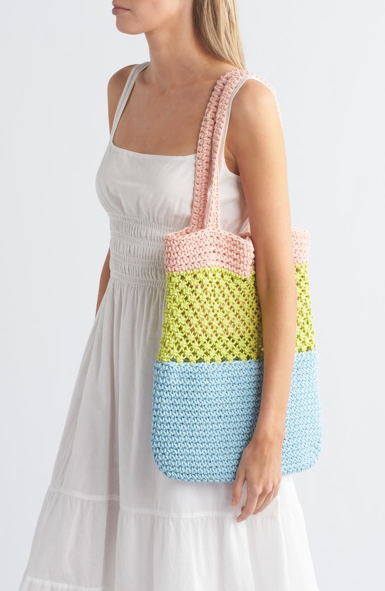 Lele Sadoughi Crochet Tote Bag, Alternate, color,