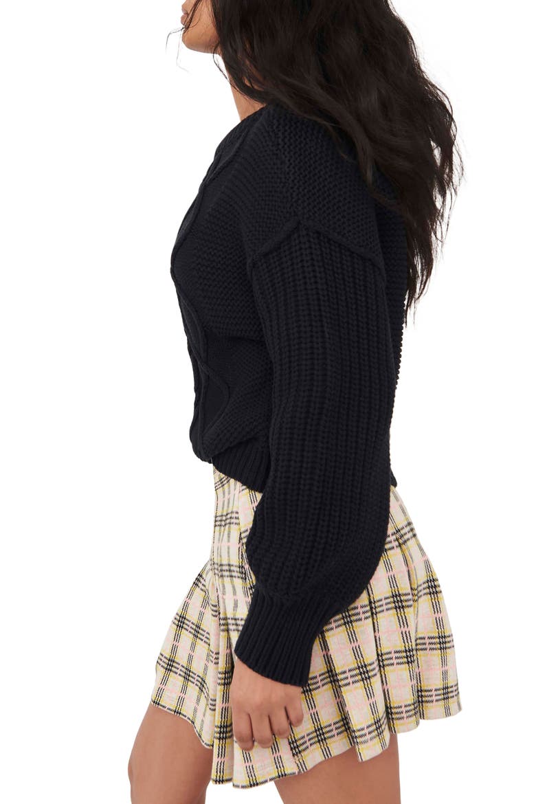 Dream Cable Crewneck Sweater, Alternate, color, BLACK