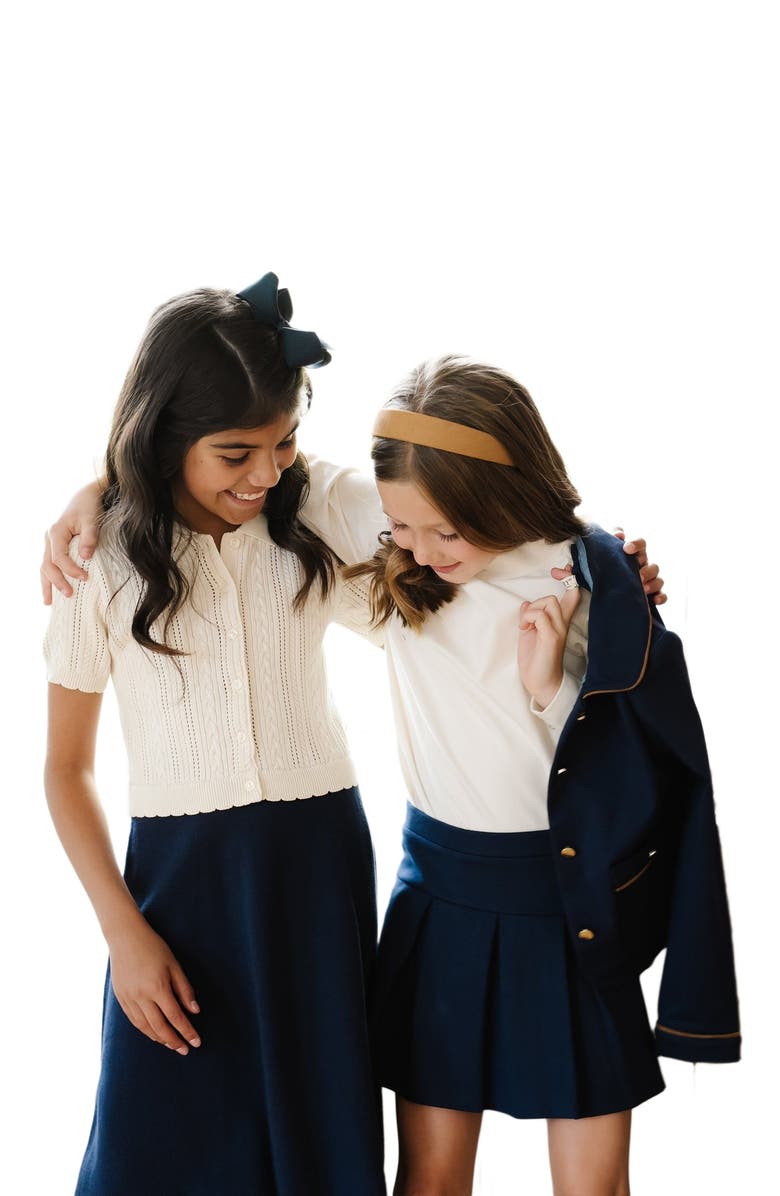 Hope & Henry Girls' Ponte Collared Jacket, Kids, Alternate, color, Navy Quilted