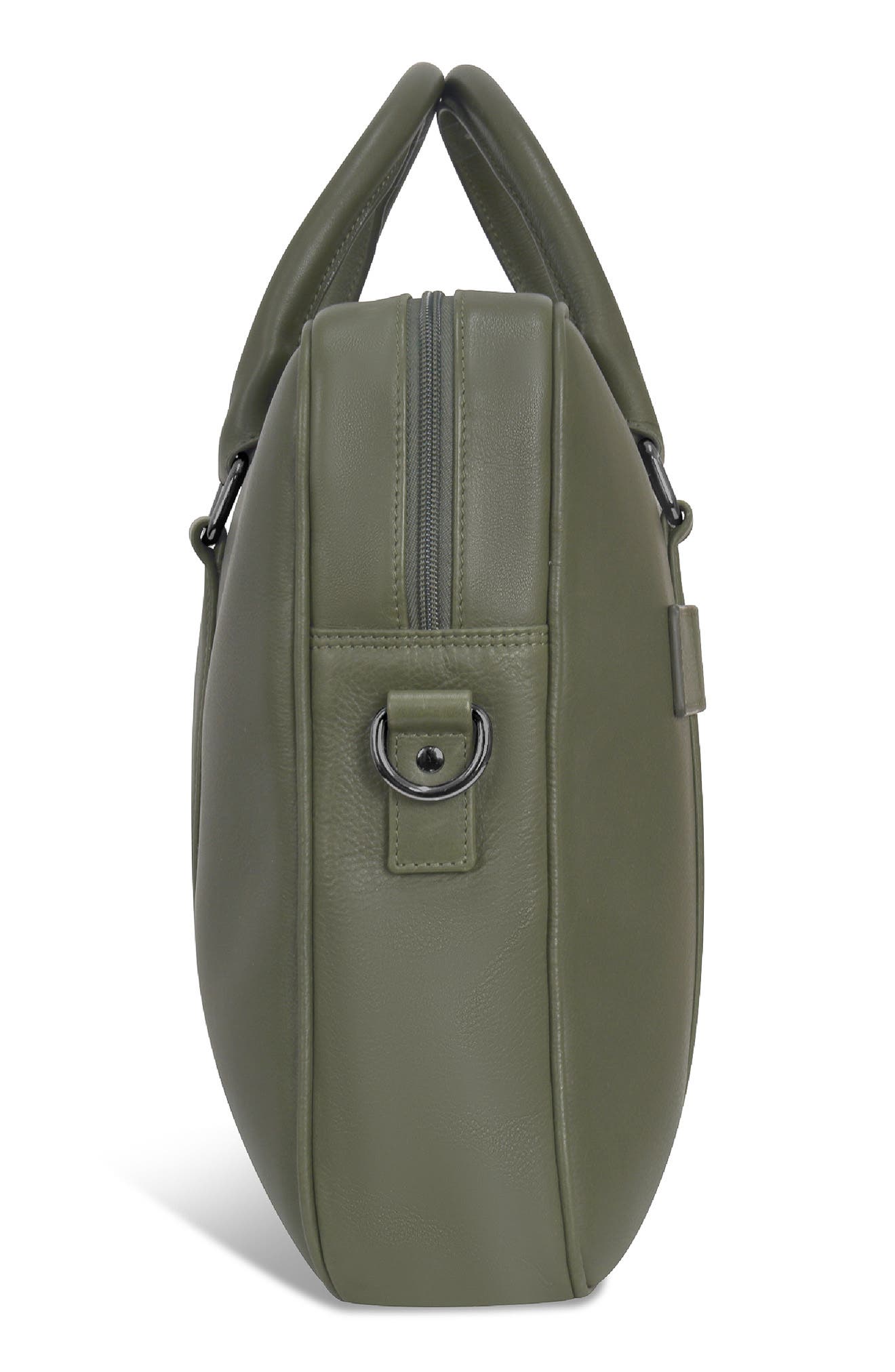 CHAMPS Compact Leather Slim Briefcase, Alternate, color, Khaki