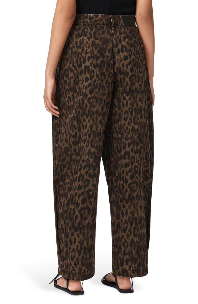 AllSaints Becca Pleated Cotton Blend Trousers, Alternate, color, Leppo Brown