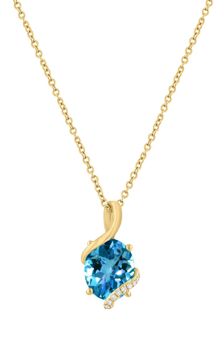 EFFY Oval Blue Topaz & Diamond Pendant Necklace, Alternate, color, Blue