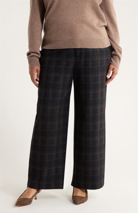 Whitney Skyrise Plaid Wide Leg Trousers (Plus)