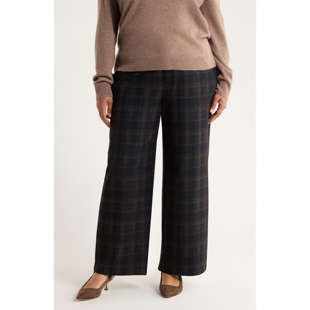 Wit & Wisdom Whitney Skyrise Plaid Wide Leg Trousers In Black