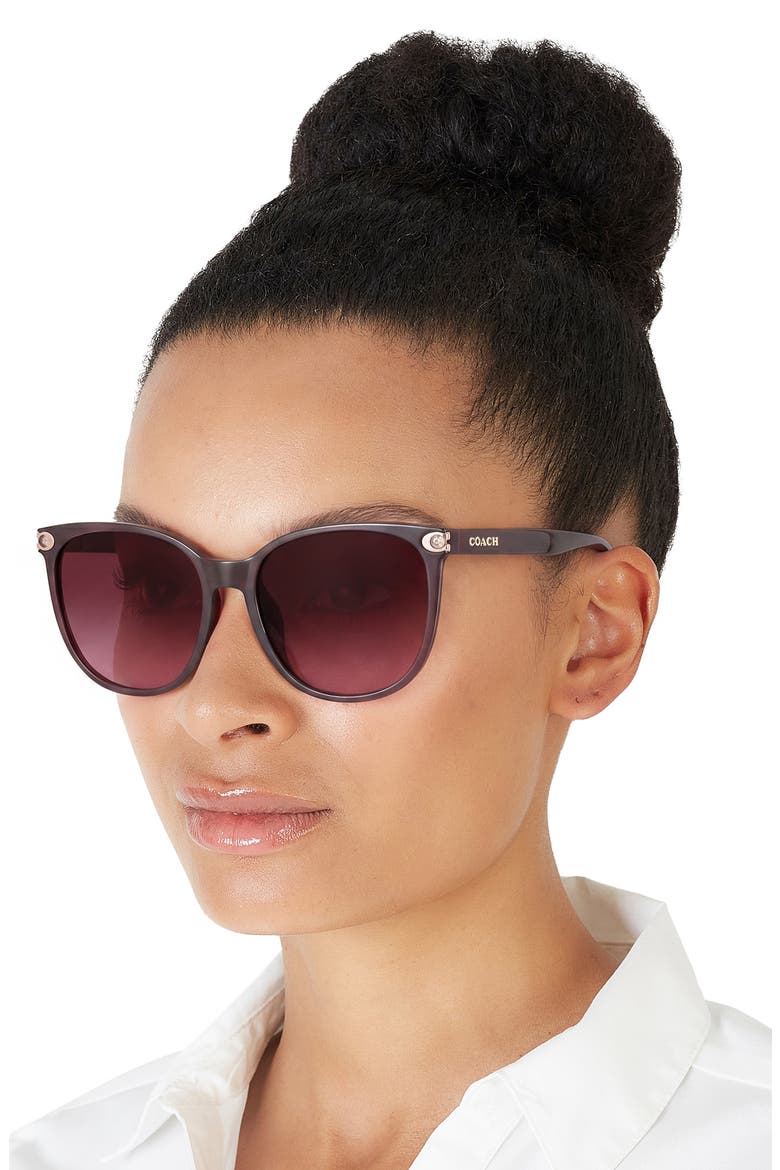 57mm Gradient Round Sunglasses, Alternate, color, MILKY MERLOT / MERLOT GRADIENT
