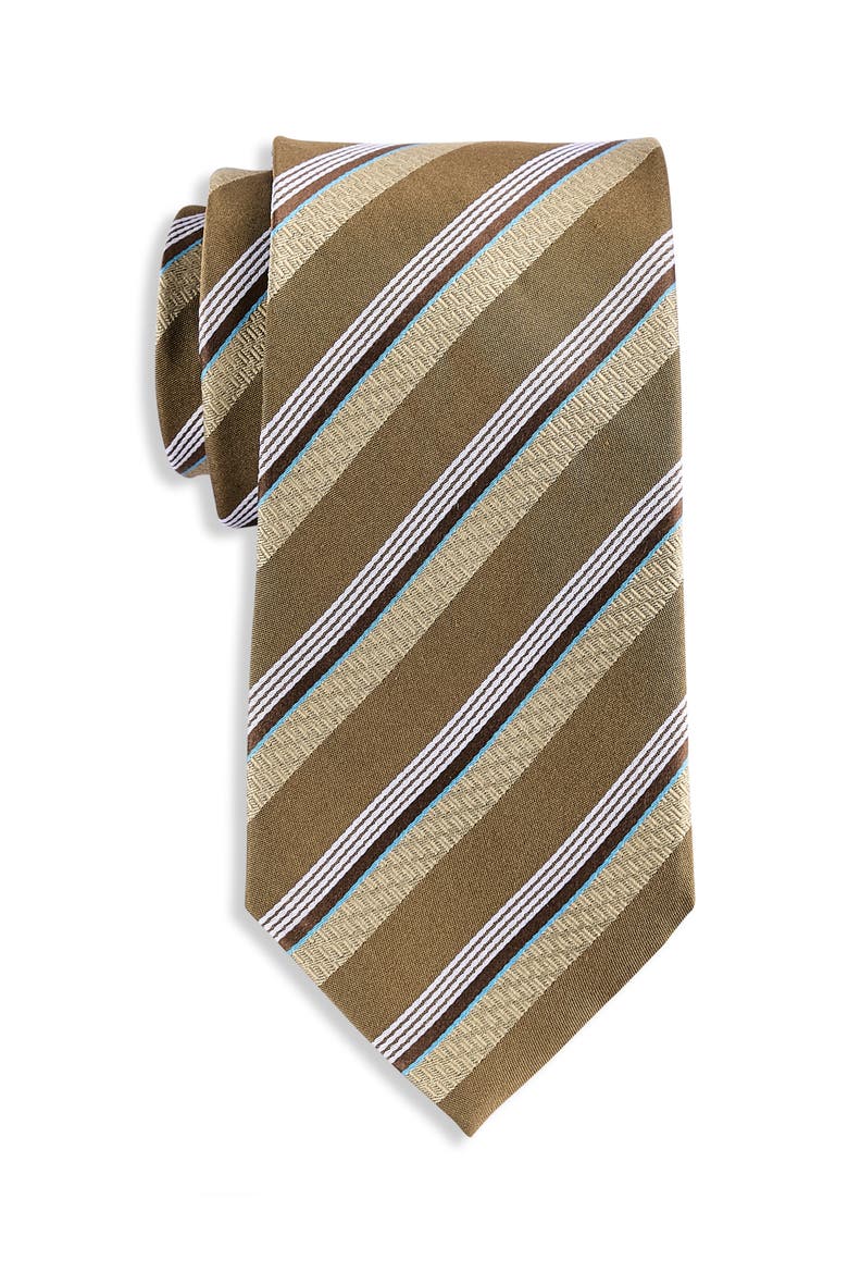 Big & Tall Striped Silk Tie, Main, color, TAN