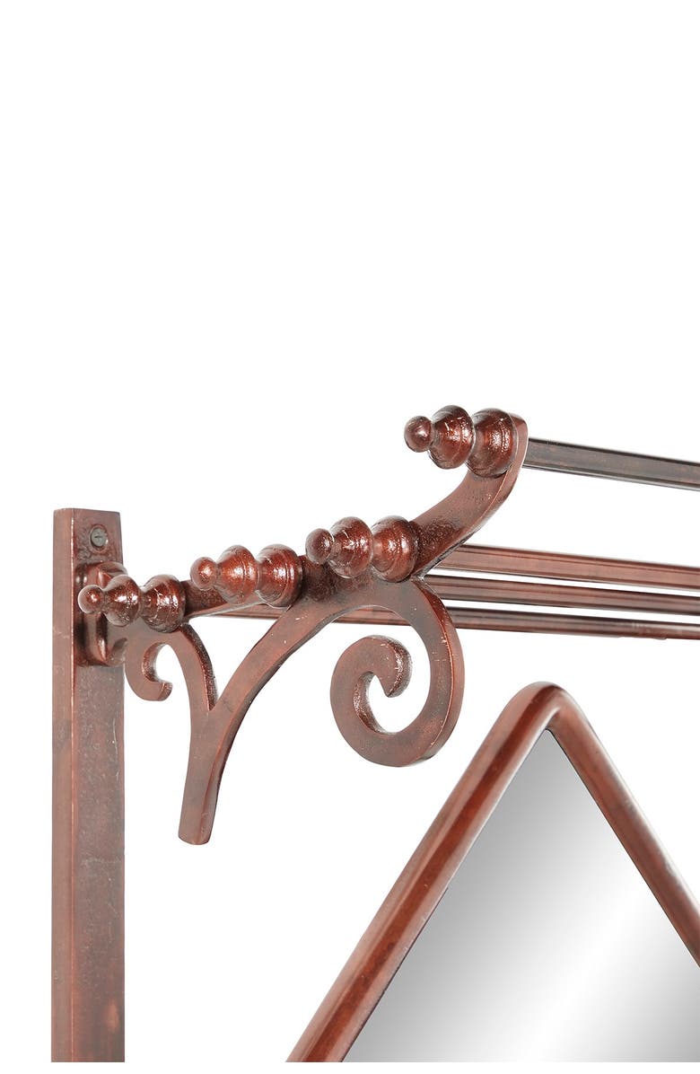 WILLOW ROW Copper Bathroom Wall Rack with Hooks & Mirror, Alternate, color, 