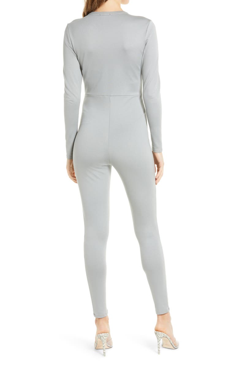 bebe Knit Zip-Up Long Sleeve Catsuit, Alternate, color,