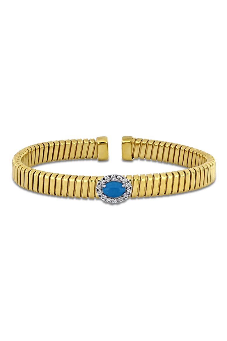 Stone & Cubic Zirconia Bangle Bracelet, Main, color, Turquoise
