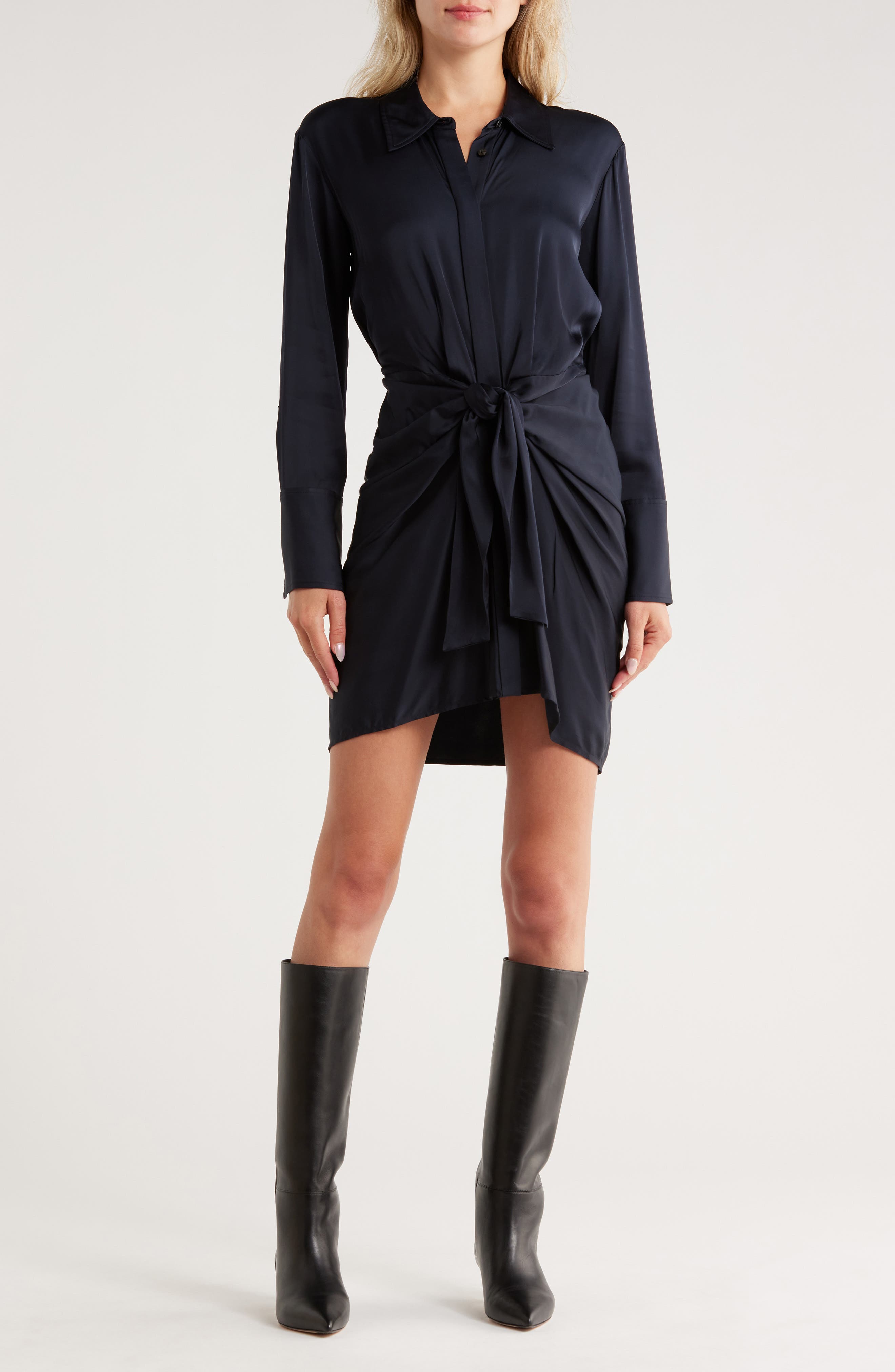 A.L.C. Mia Satin Mini Shirtdress