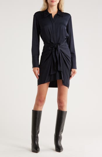 A.l.c . Mia Satin Mini Shirtdress In Blue