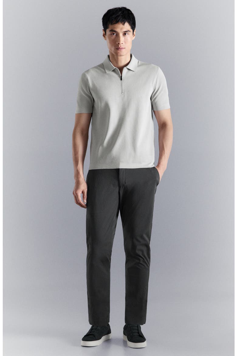 Zip Cotton Blend Polo, Alternate, color, ICE GREY