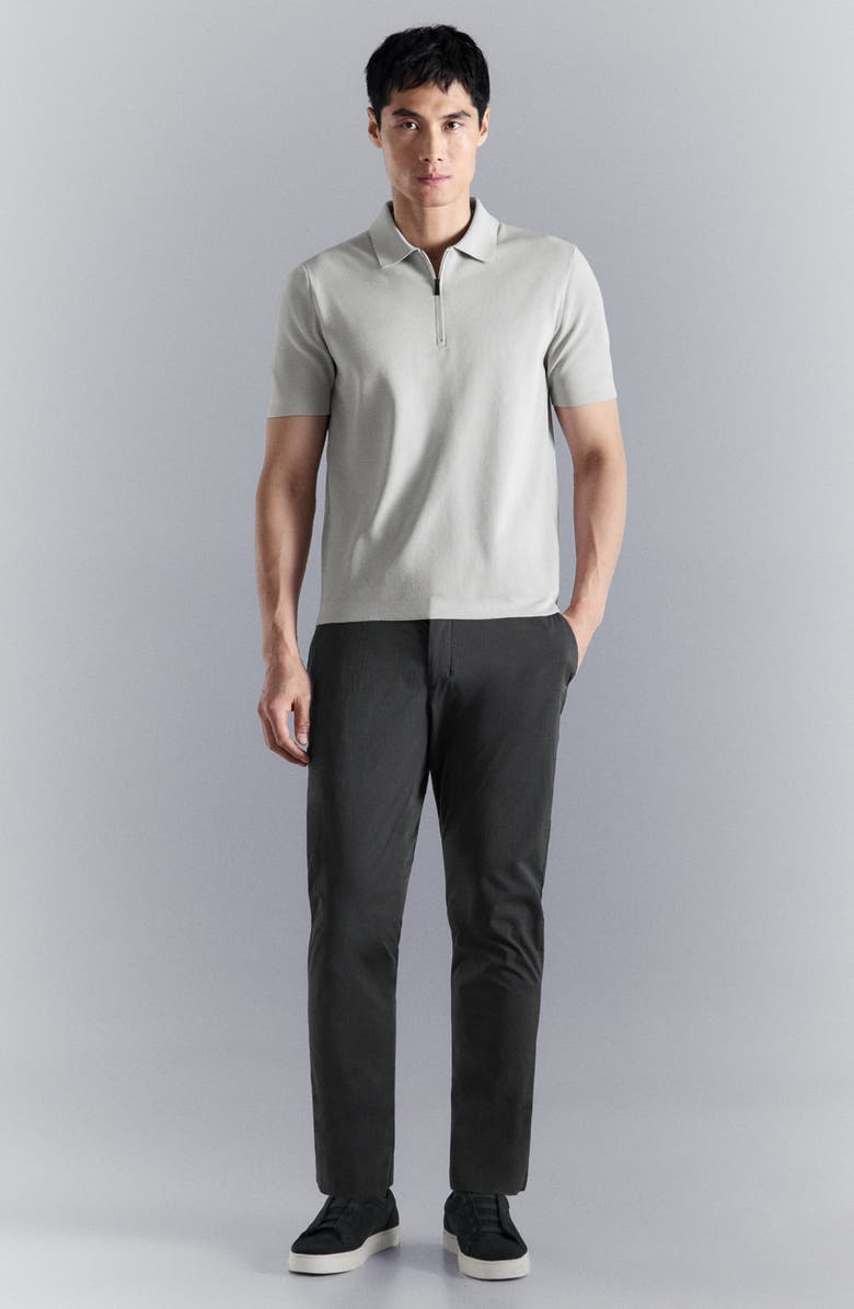 MANGO Zip Cotton Blend Polo, Alternate, color, Ice Grey