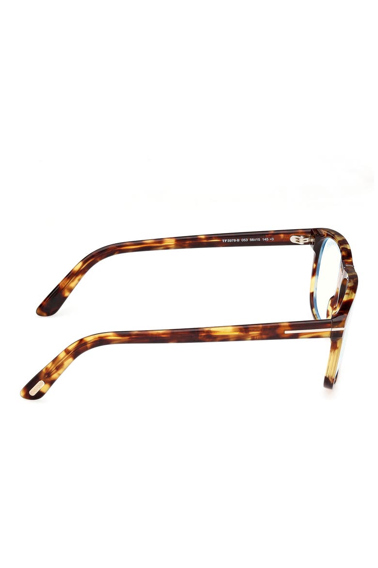 56mm Pilot Blue Light Blocking Glasses, Alternate, color, HAVANA / T LOGO / BLUE BLOCK