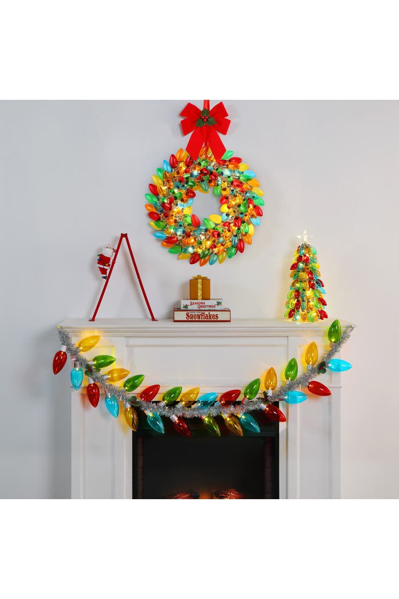 70 in. Retro C9 Bulb Garland - Red and Green, Alternate, color, Multicolor