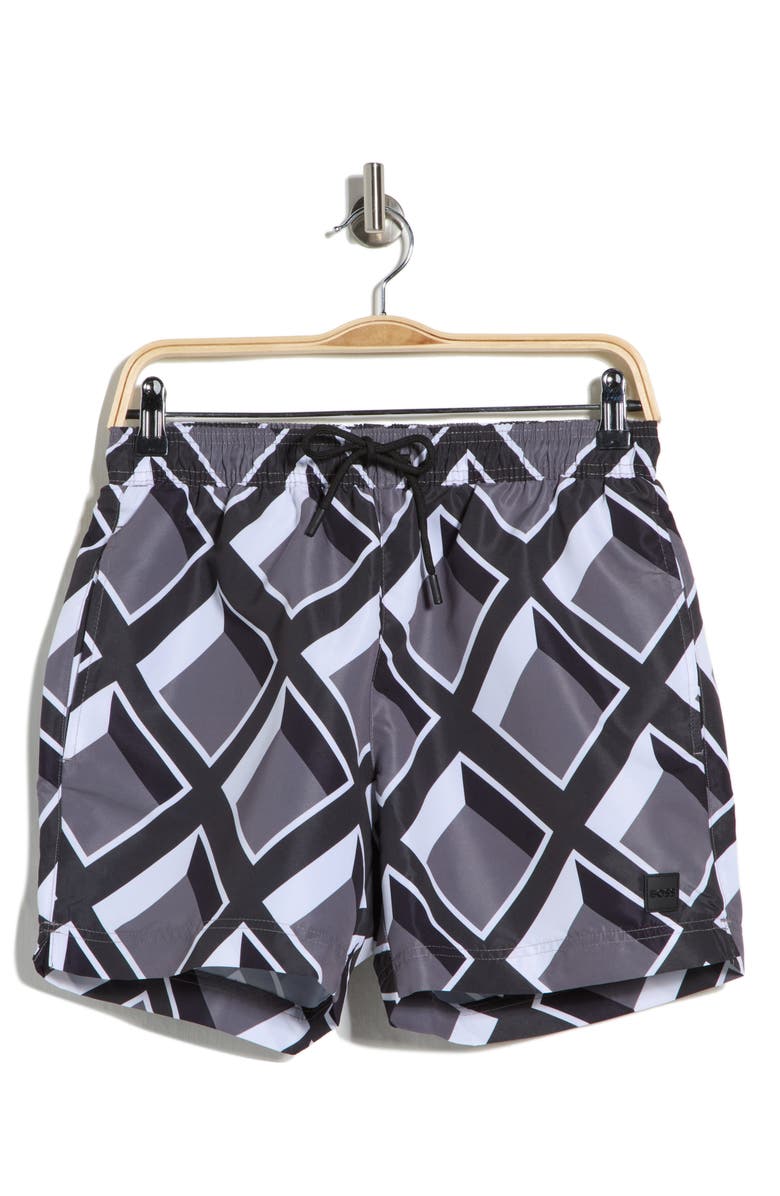 BOSS Vibe Swim Trunks, Alternate, color, Charcoal