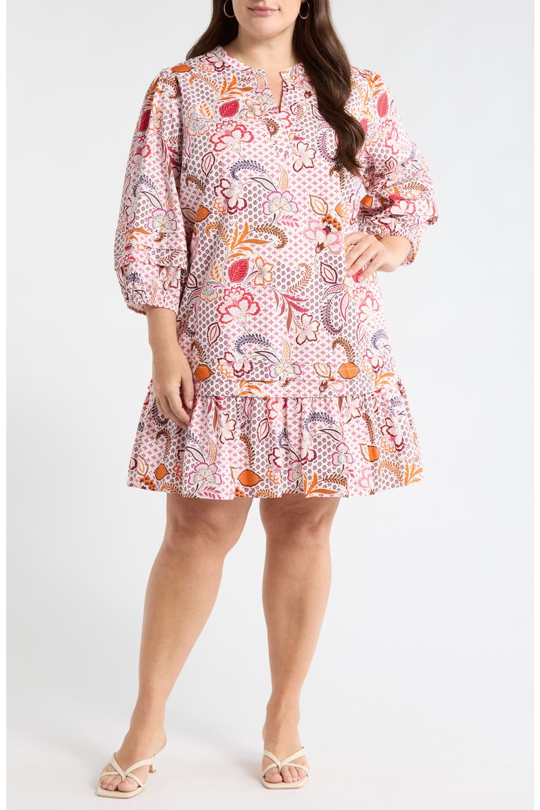 Hendry Floral Ruffle Hem Dress, Main, color, CREAM-MULT