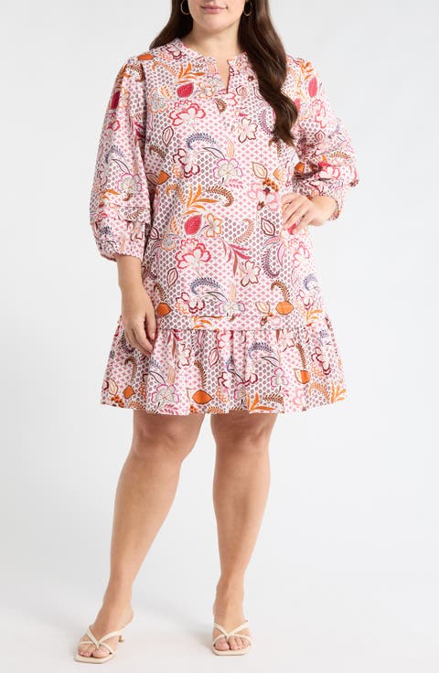 Hendry Floral Ruffle Hem Dress (Plus)