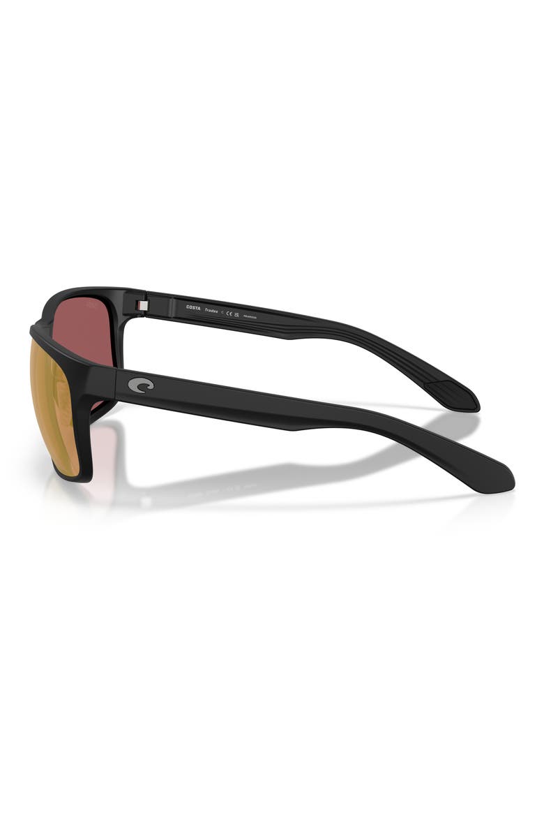 Trades 60mm Polarized Square Sunglasses, Alternate, color, MATTE BLACK / GOLD MIRROR 580G