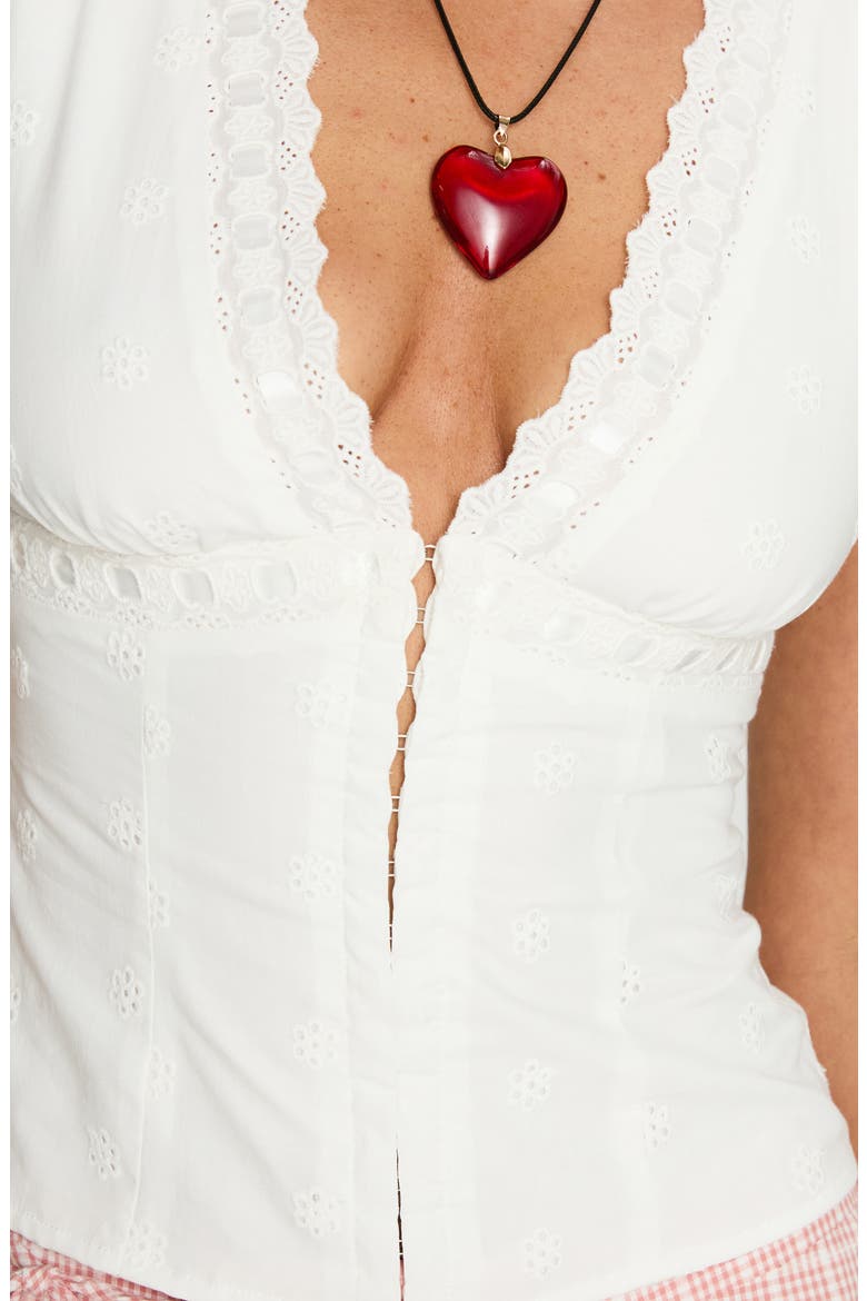 Speechless Eyelet Lace Trim Top, Alternate, color, WHITE
