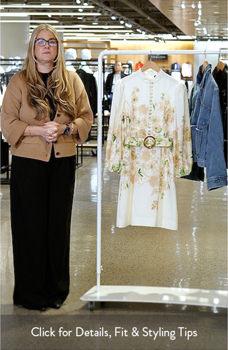 Border Print Belted Long Sleeve Dress, sales video thumbnail